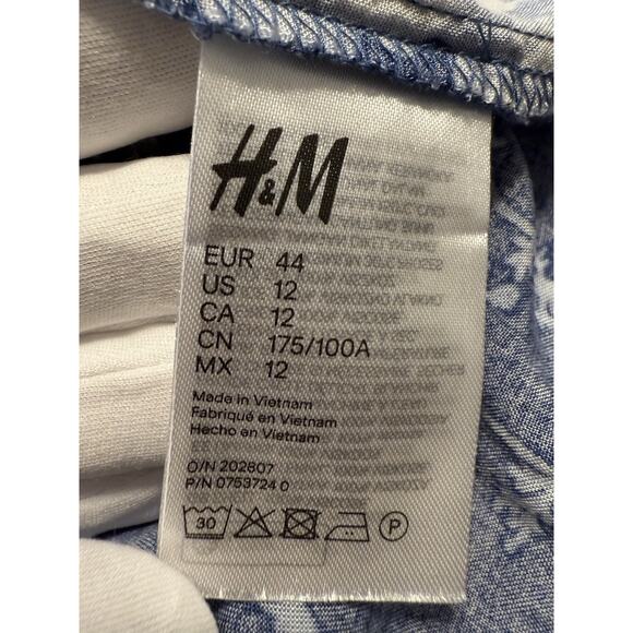 H&M Floral Tie Spilt-Sleeves Shift Dress, Blue, Sz: 12, 83-16 - Picture 13 of 15